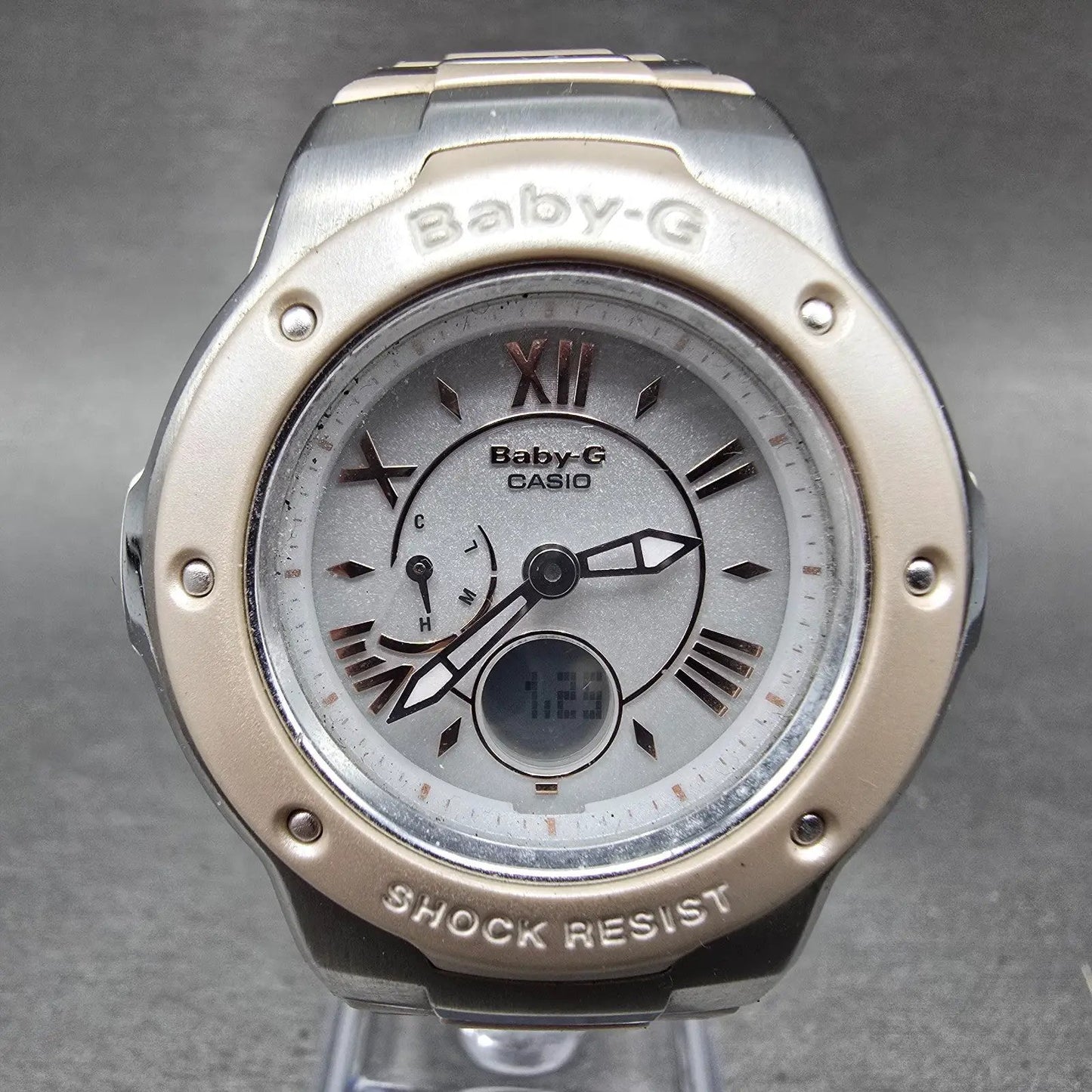 Casio Baby-G MSG-3200C Watch Women 39mm White Dial Silver Analog Digital Works0