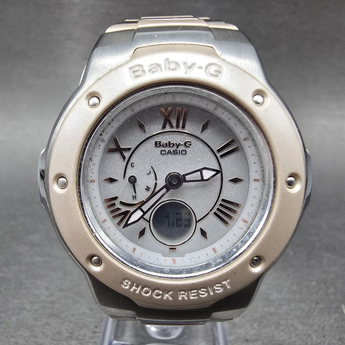 Casio Baby-G MSG-3200C Watch Women 39mm White Dial Silver Analog Digital Works0