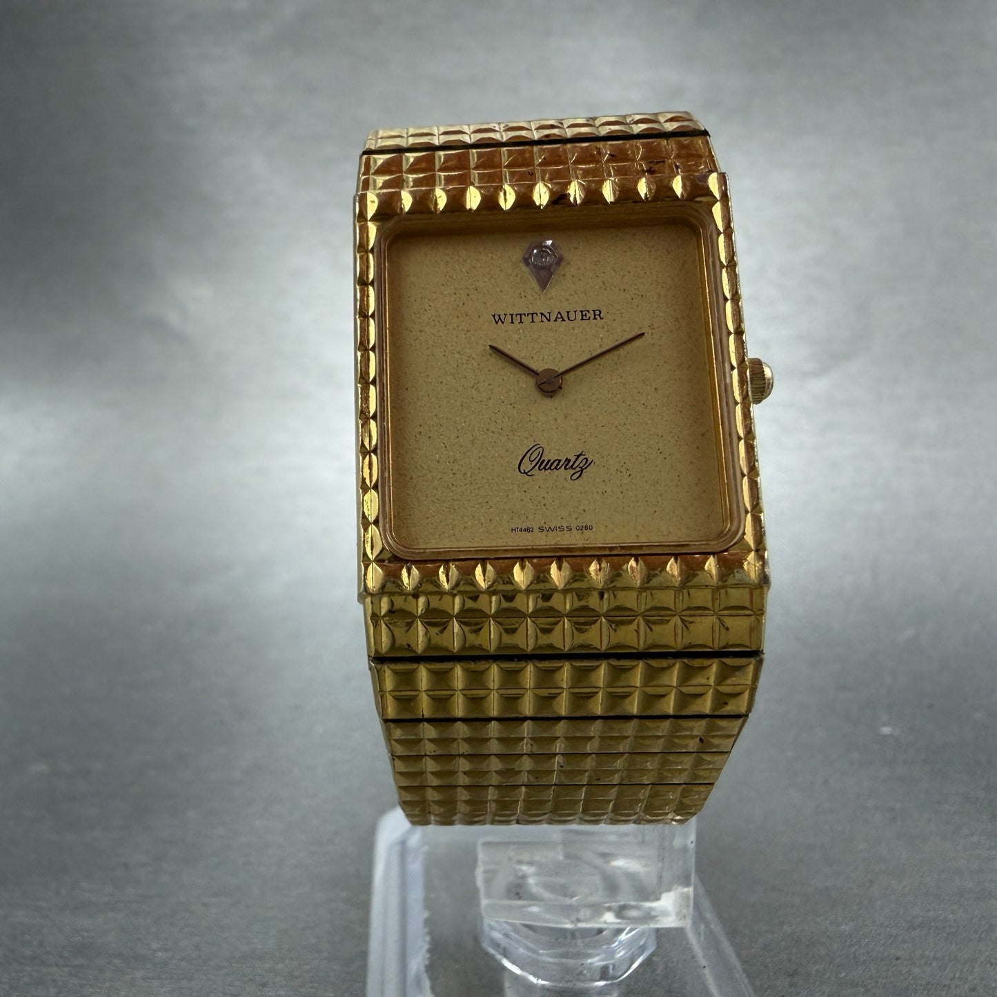 Wittnauer Tank Watch Men 25mm Champagne Dial Gold Tone 0280 New Battery Vintage5