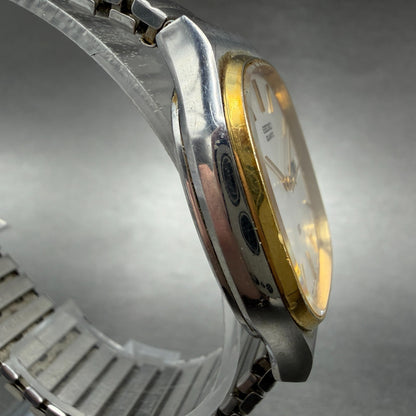 Seiko SQ Watch Men 32mm Silver Dial Two Tone Daydate Rectangle 7123-5100 PARTS4