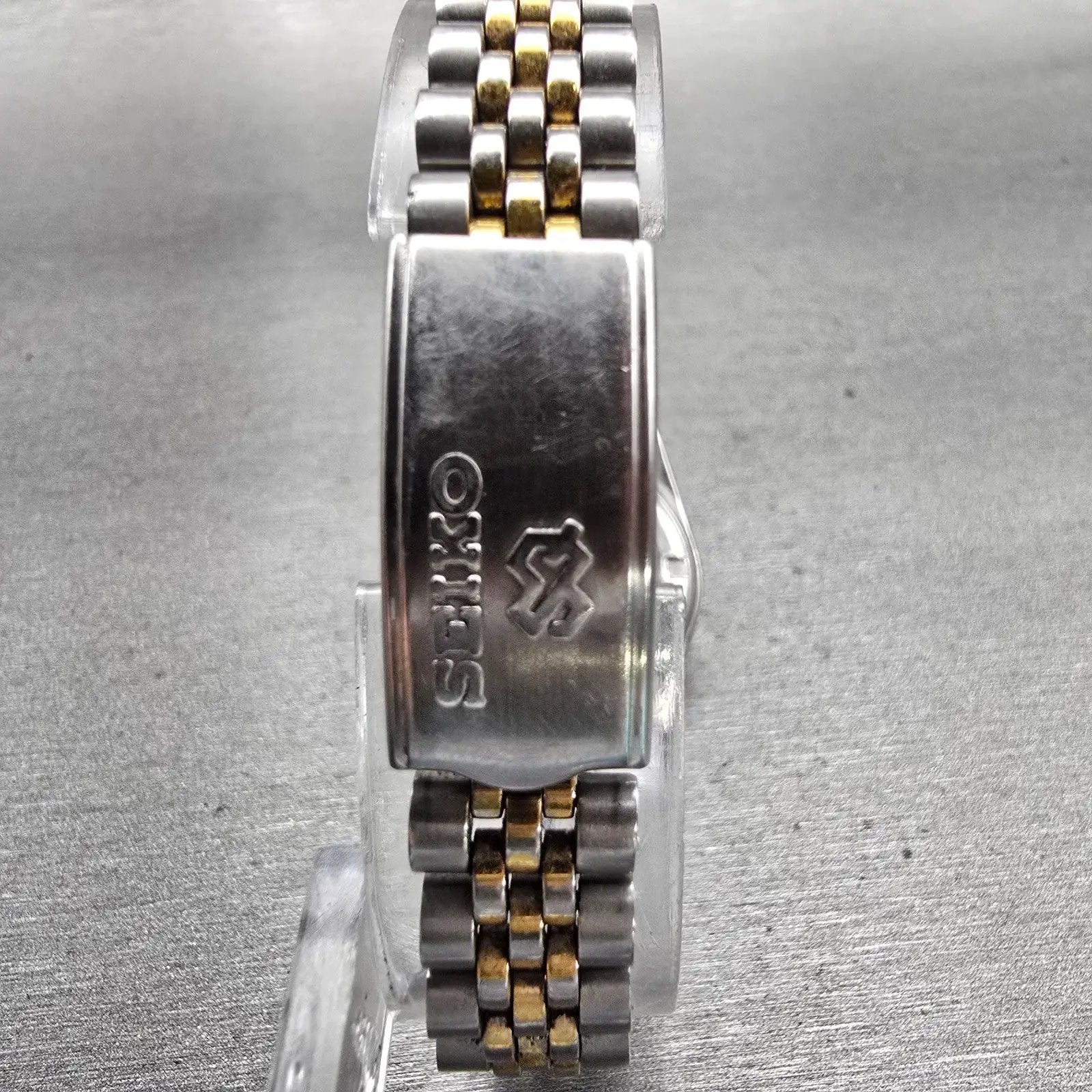 Seiko SQ Watch Women 24mm Silver Dial Two Tone Daydate Round 3Y03-0169 New Batt7