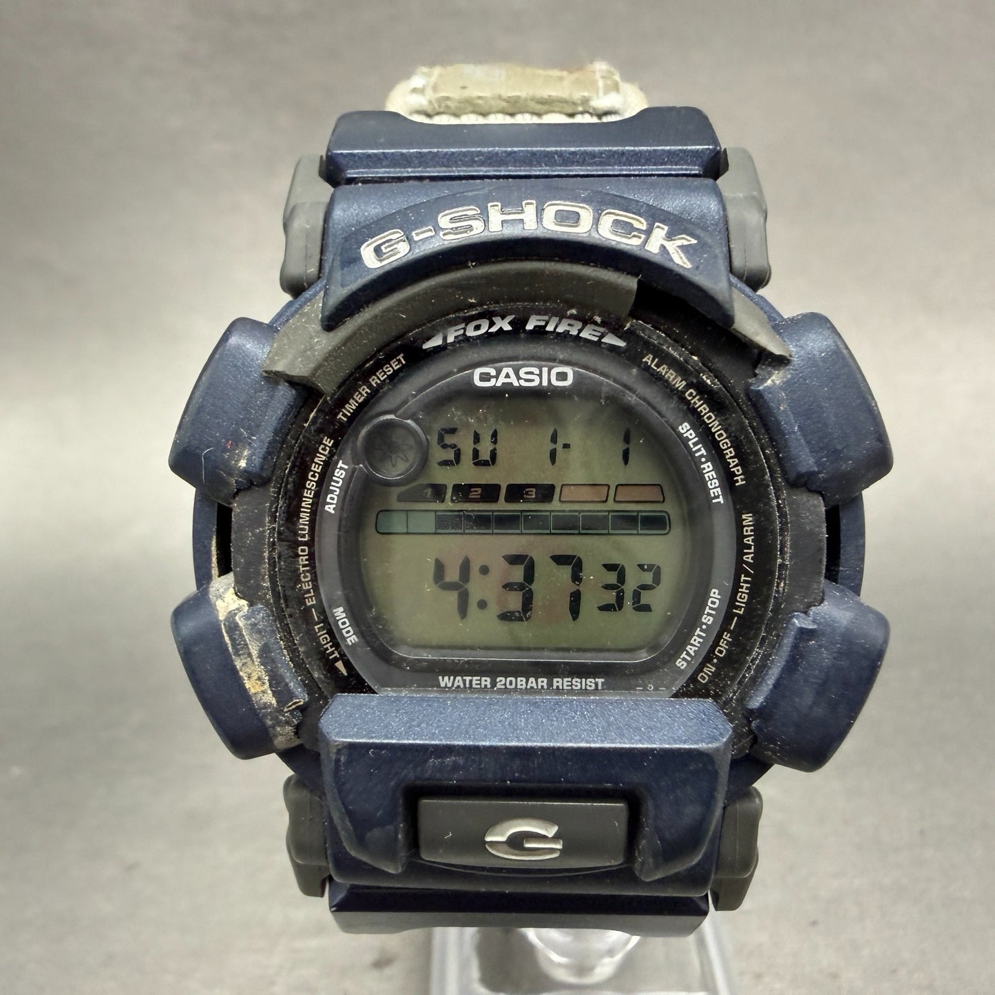 Casio G-Shock DW-003 Watch Men 44mmDigital Blue Gray Case Alarm Chrono New batt0