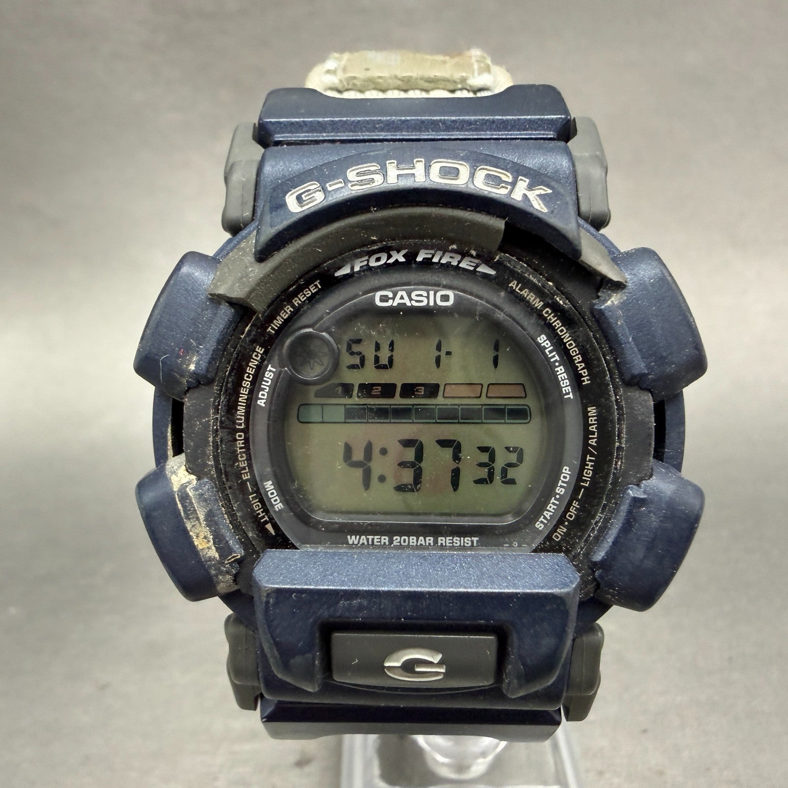 Casio G-Shock DW-003 Watch Men 44mmDigital Blue Gray Case Alarm Chrono New batt0
