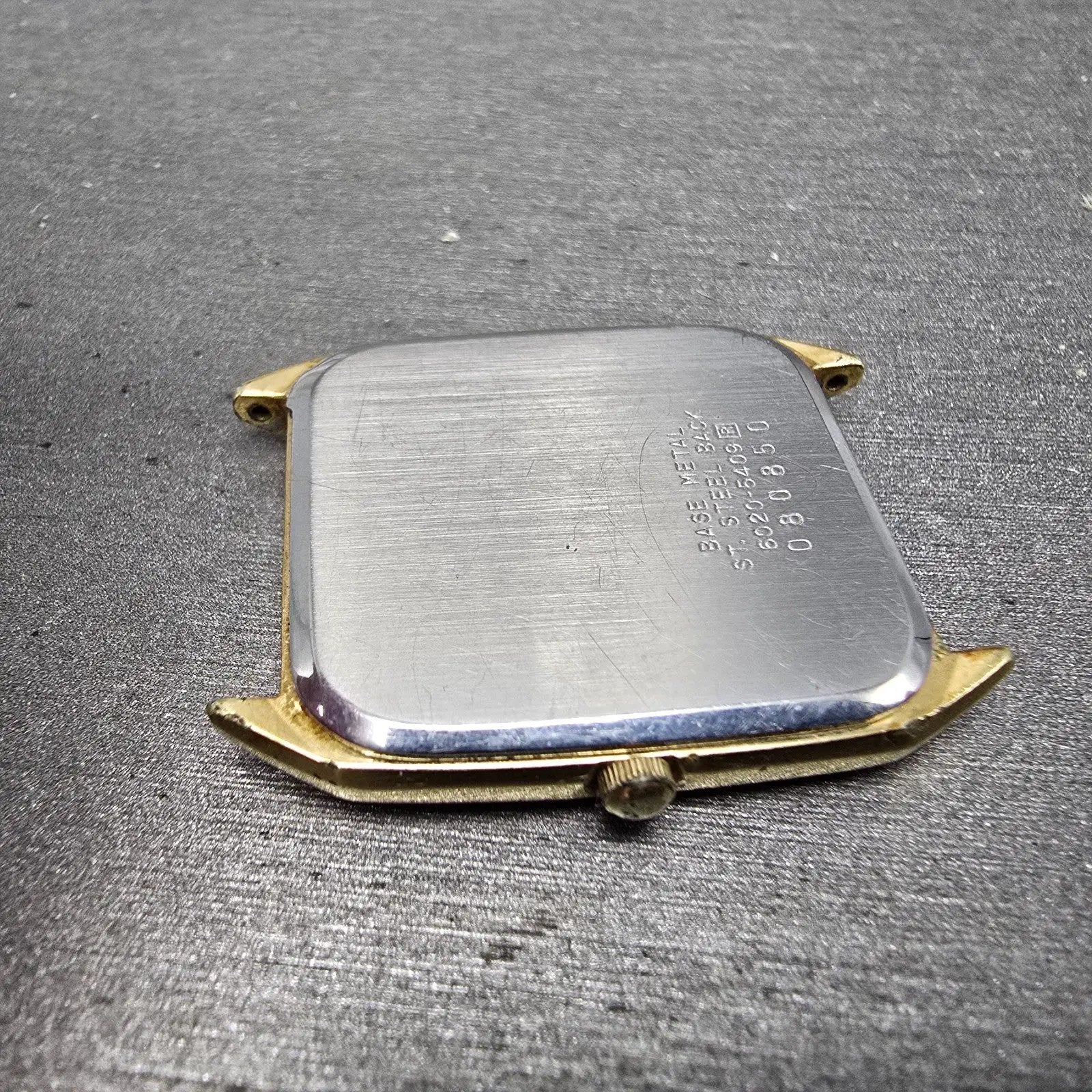 Seiko Tank Watch Men 27mm Champagne Dial Gold Tone Rectangle 6020-5409 PARTS VTG10