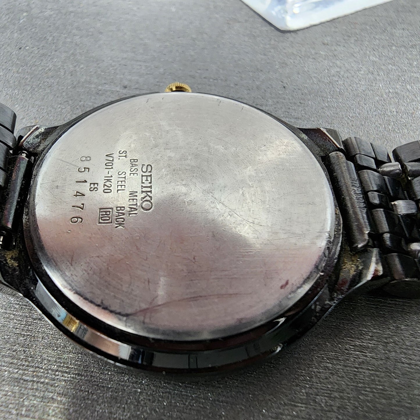 Seiko Watch Men 34mm Black Dial Black Tone Round v7011k20 New Battery9
