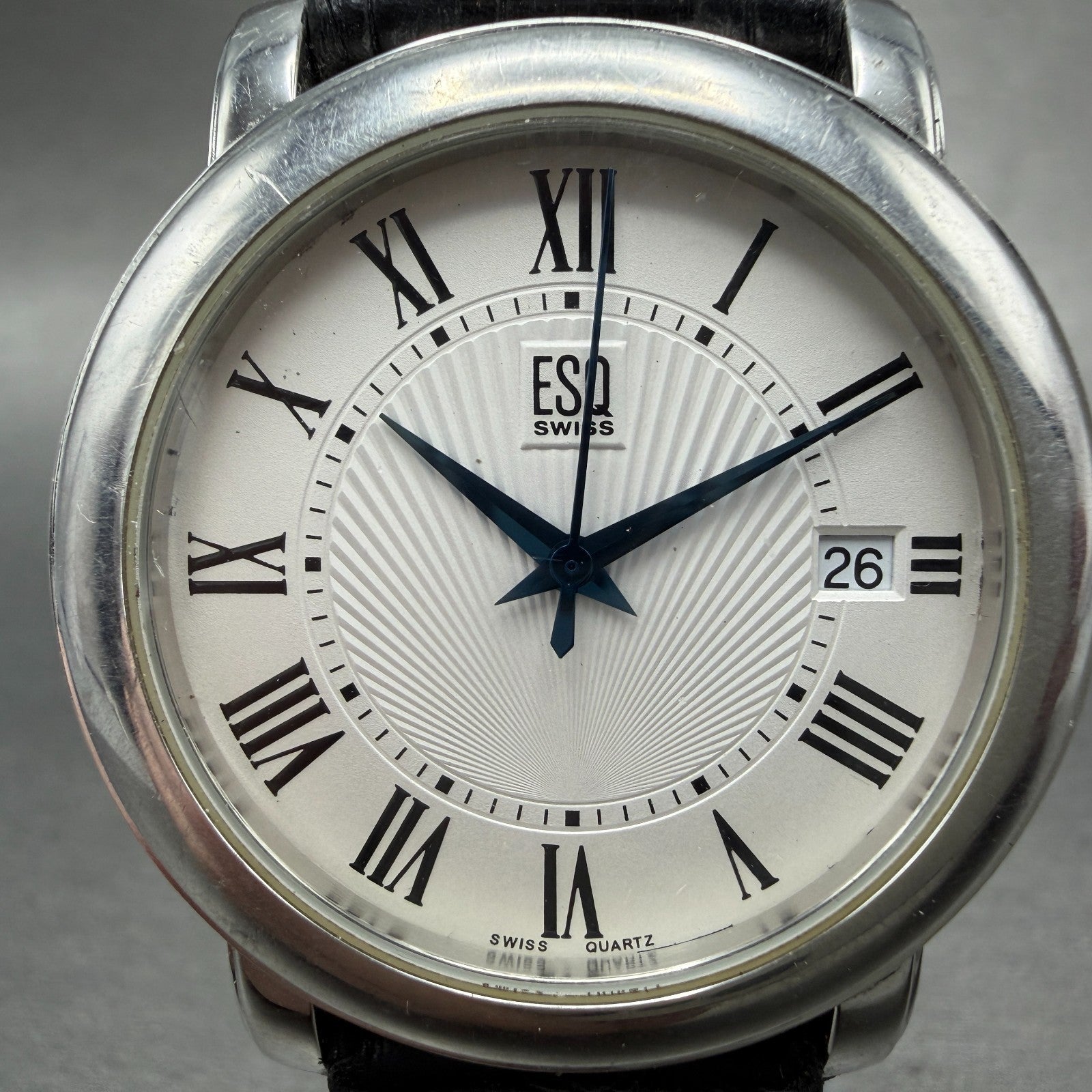 ESQ Watch Men 37mm White Dial Silver Tone Date Round E5349 PARTS2