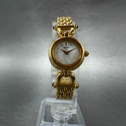 Seiko Watch Women 19mm MOP Dial Gold Tone Round 4N00-0588 New Battery Bracelet5