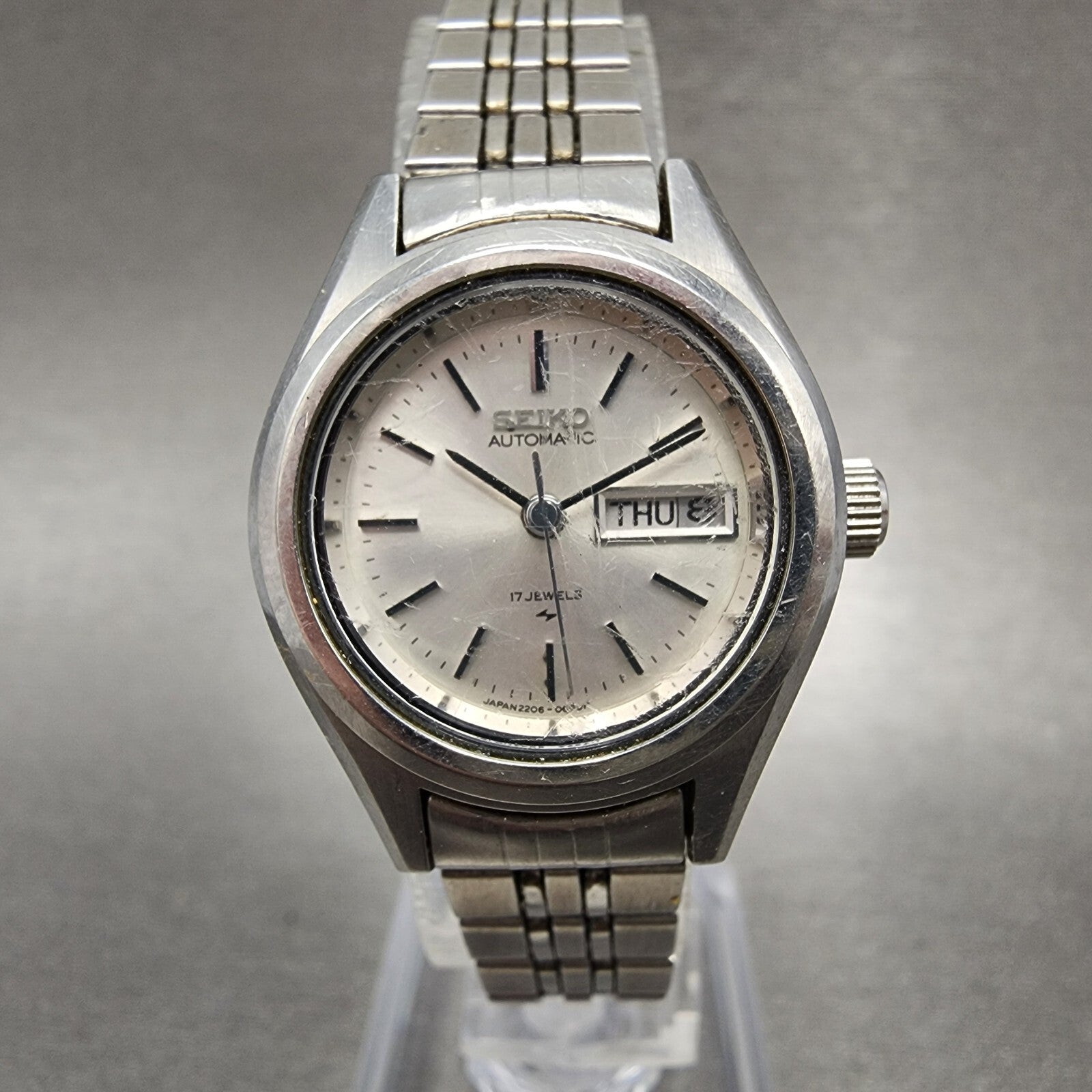 Seiko Automatic Watch Women 25mm Silver Dial Silver Tone Daydate 22050750 Runs0