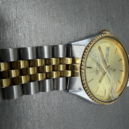 Citizen CQ President Watch Men 35mm Champagne Dial Two Tone Daydate PARTS5