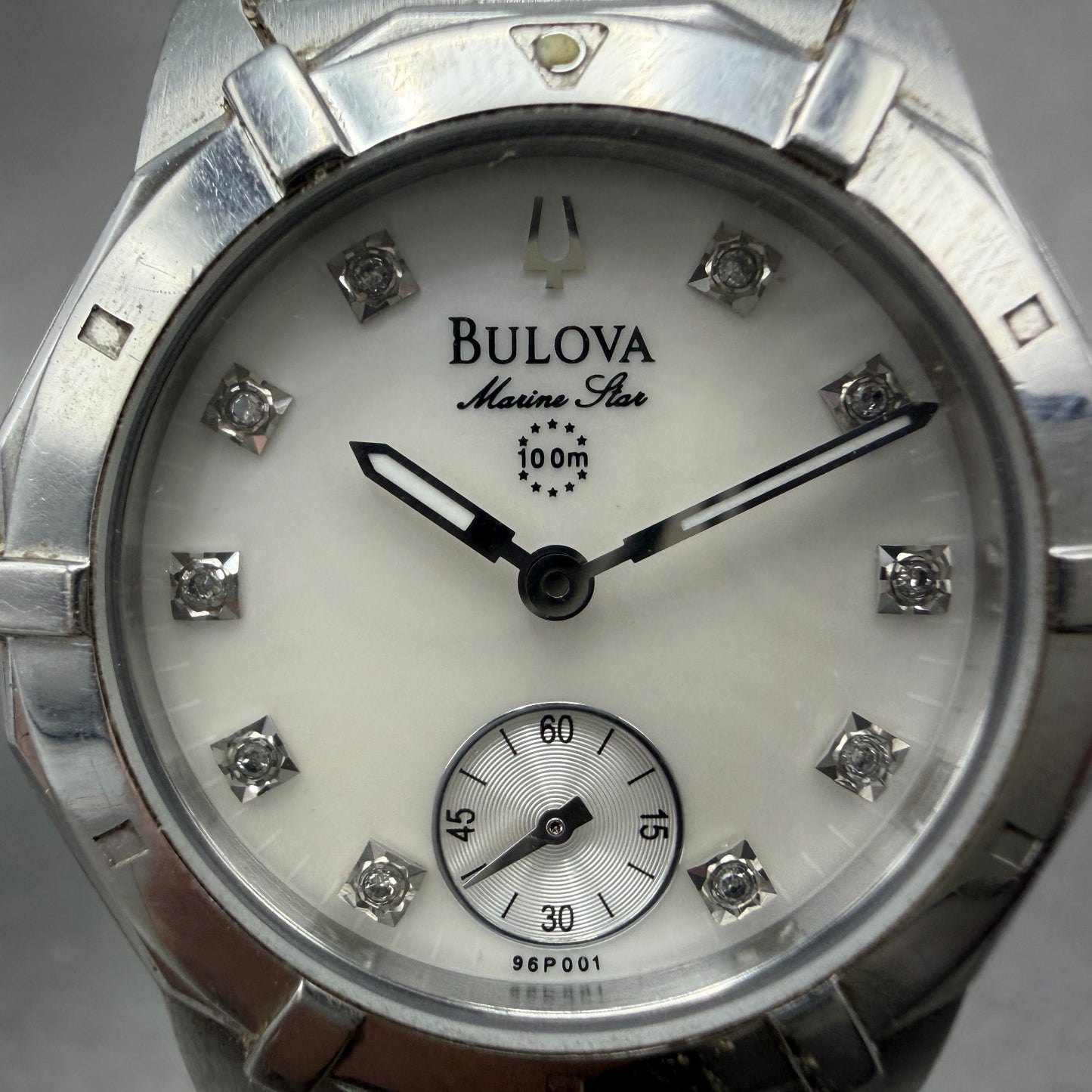 Bulova Marine Star Watch Women 30mm MOP Dial Steel Small Seconds 96P001 NewBatt1
