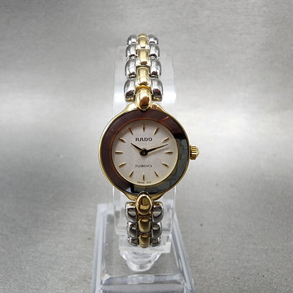 Rado Florence Watch Women 20mm White Dial Two Tone Round 153.3665.2 New Battery0