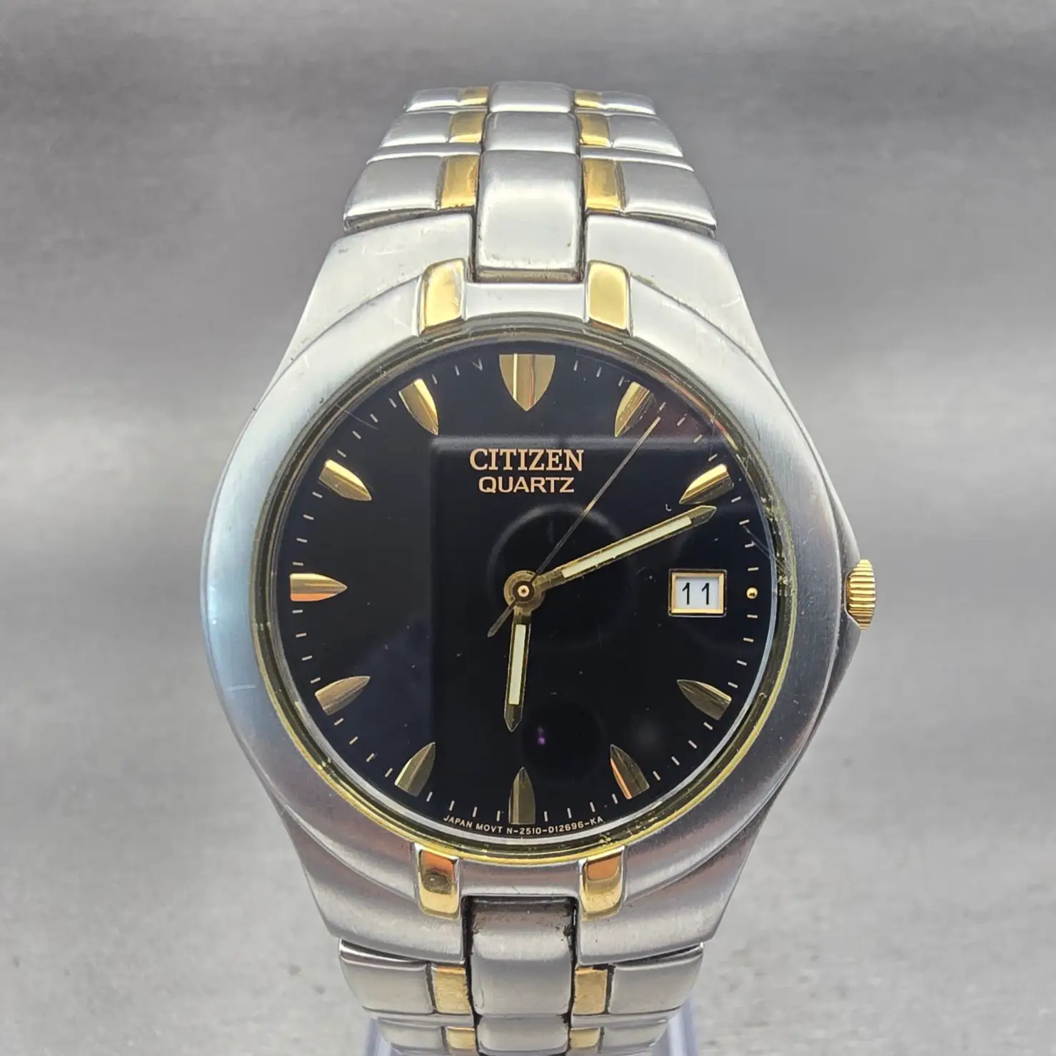 Citizen Watch Men 36mm Black Dial Two Tone Date Round 2510-S93614 New Battery0