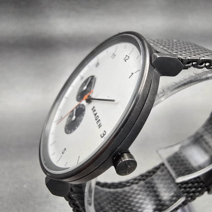 Skagen Hald Watch Men 40mm White Dial Gray Tone Date Round SKW6188 New Battery2