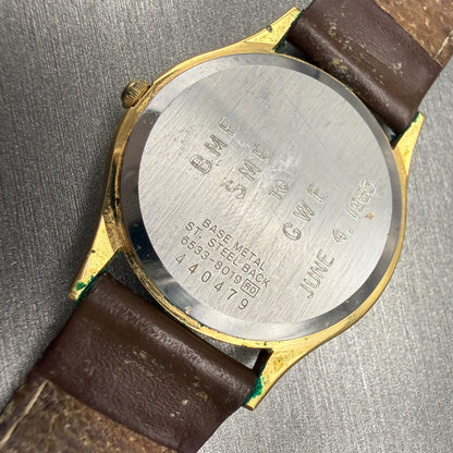 Seiko Watch Men 34mm Gold Dial Gold Tone Daydate Round 6533-8019 New Battery10