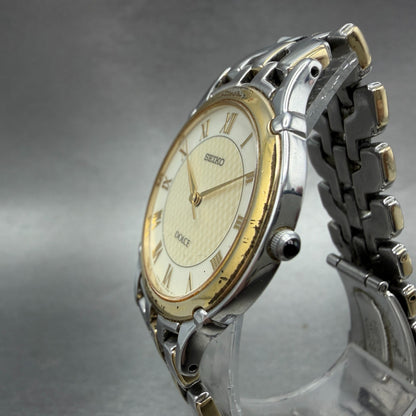 Seiko Dolce Watch Men 32mm Cream Dial Two Tone Round 8J41-6070 New Battery2