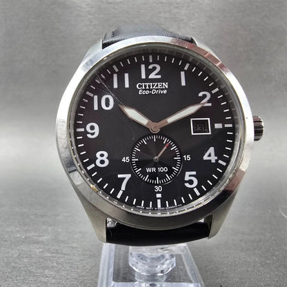 Citizen Eco-Drive Watch Men 43mm Black Dial Silver Date B690-S066387 Runs JP5