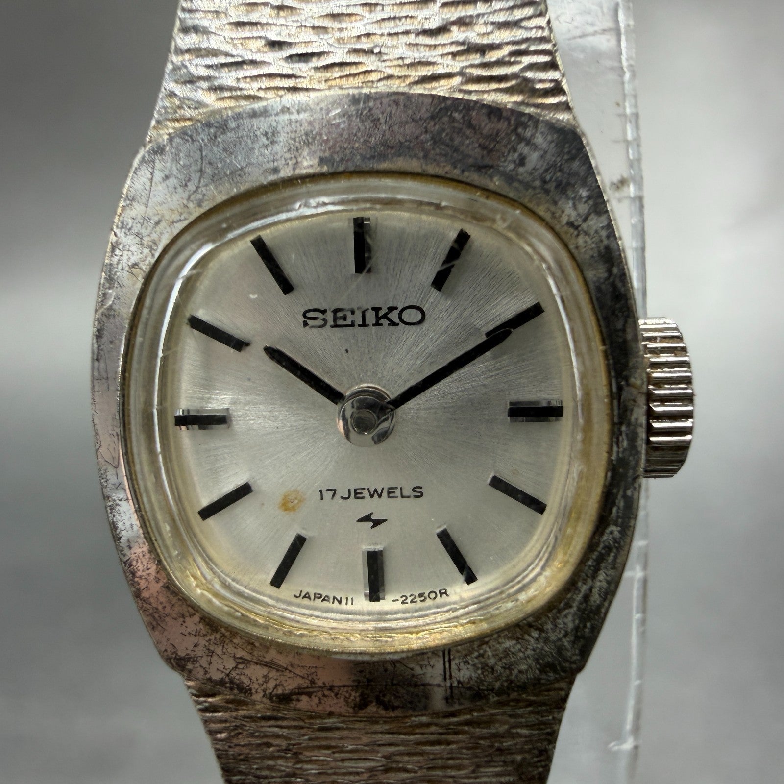 Seiko Watch Women 15mm Silver Dial Silver Tone Manual Rectangle 11-3380 Runs1