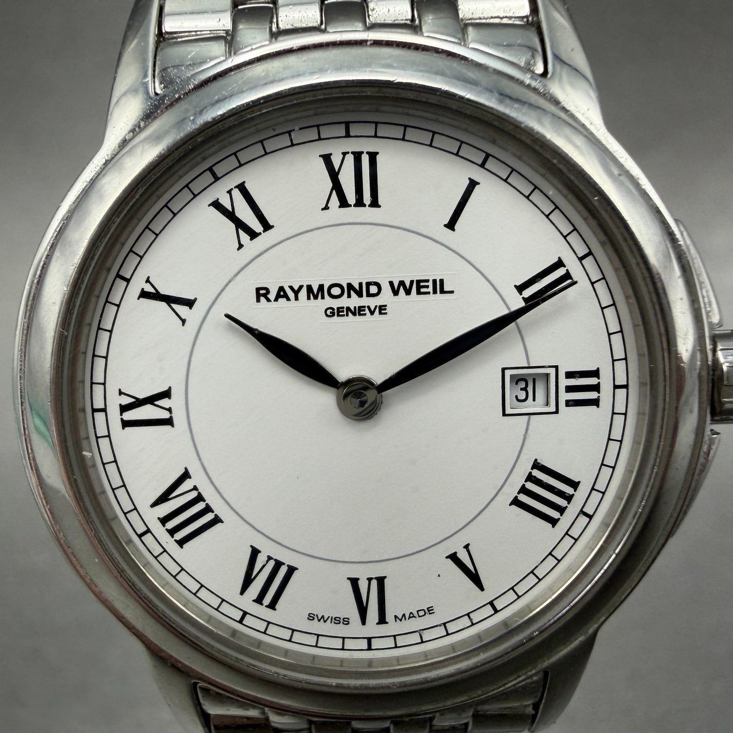 Raymond Weil Tradition Watch Women 28mm White Dial Silver Tone Date 5966 New Bat1