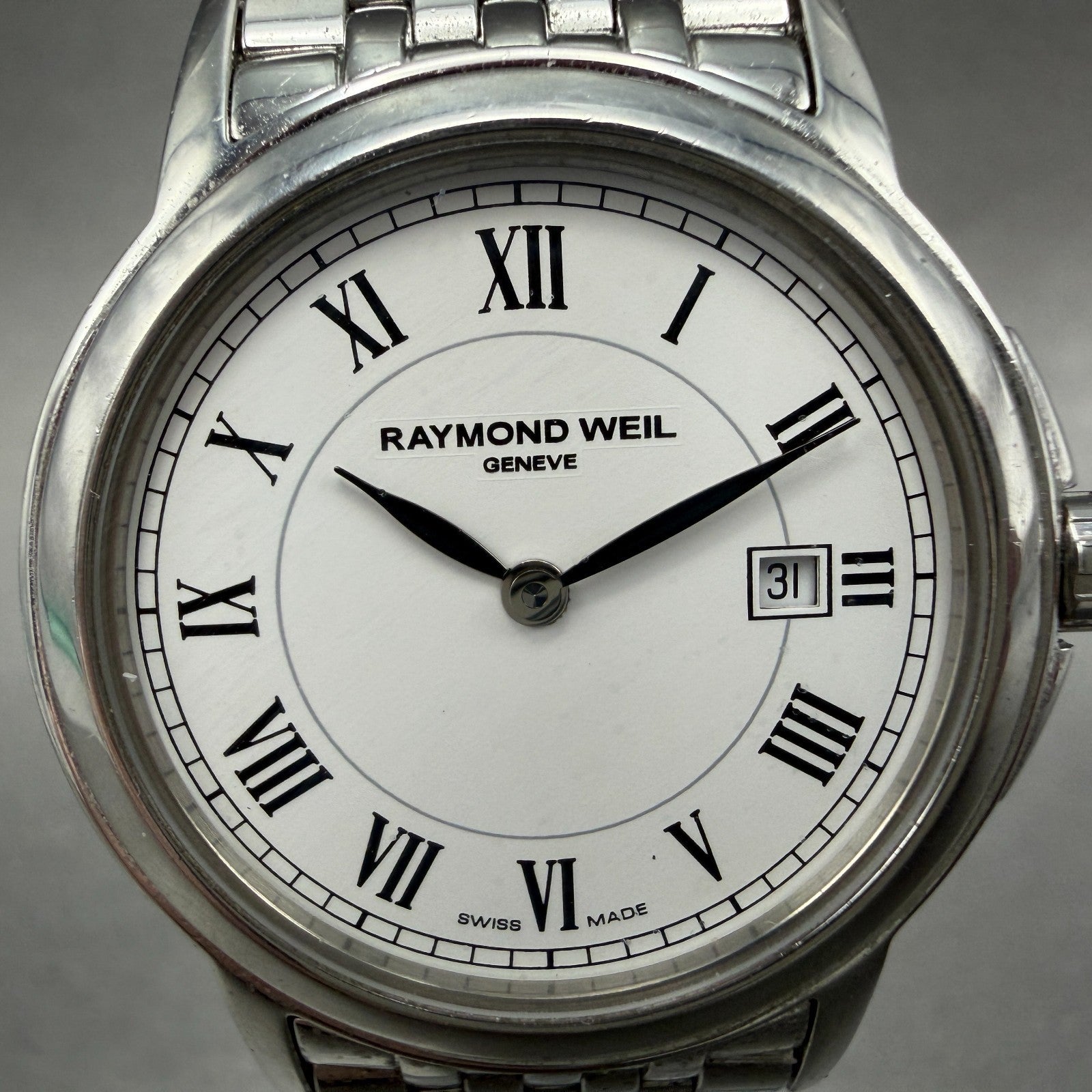 Raymond Weil Tradition Watch Women 28mm White Dial Silver Tone Date 5966 New Bat1