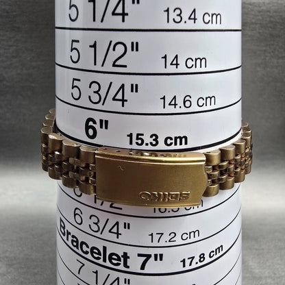 Seiko SQ Watch Women 24mm Black Dial Gold Tone Daydate Round 3Y03-0169 NewBat JP9
