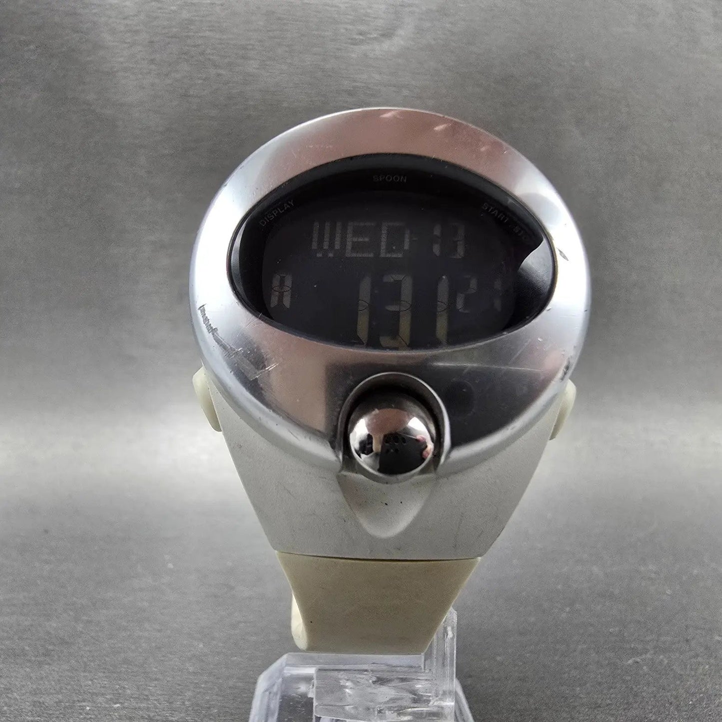Seiko Wired Spoon Watch Men 38mm Silver Digital Alarm Chronograph New Battery5