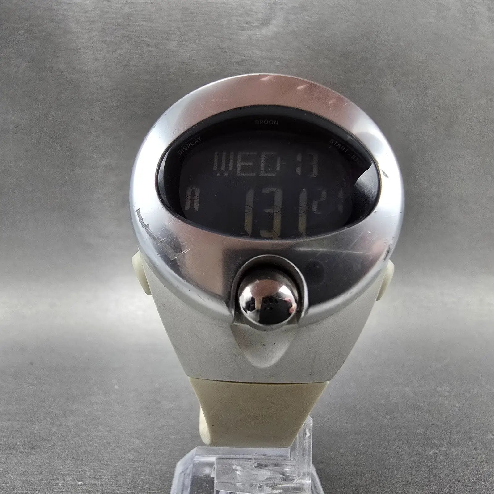 Seiko Wired Spoon Watch Men 38mm Silver Digital Alarm Chronograph New Battery5