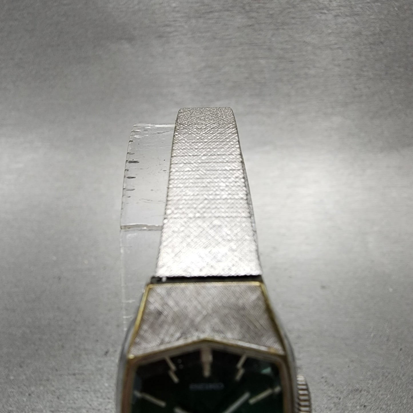 Seiko Watch Women 17mm Green Dial Silver Tone Rectangle 114480 PARTS VTG5
