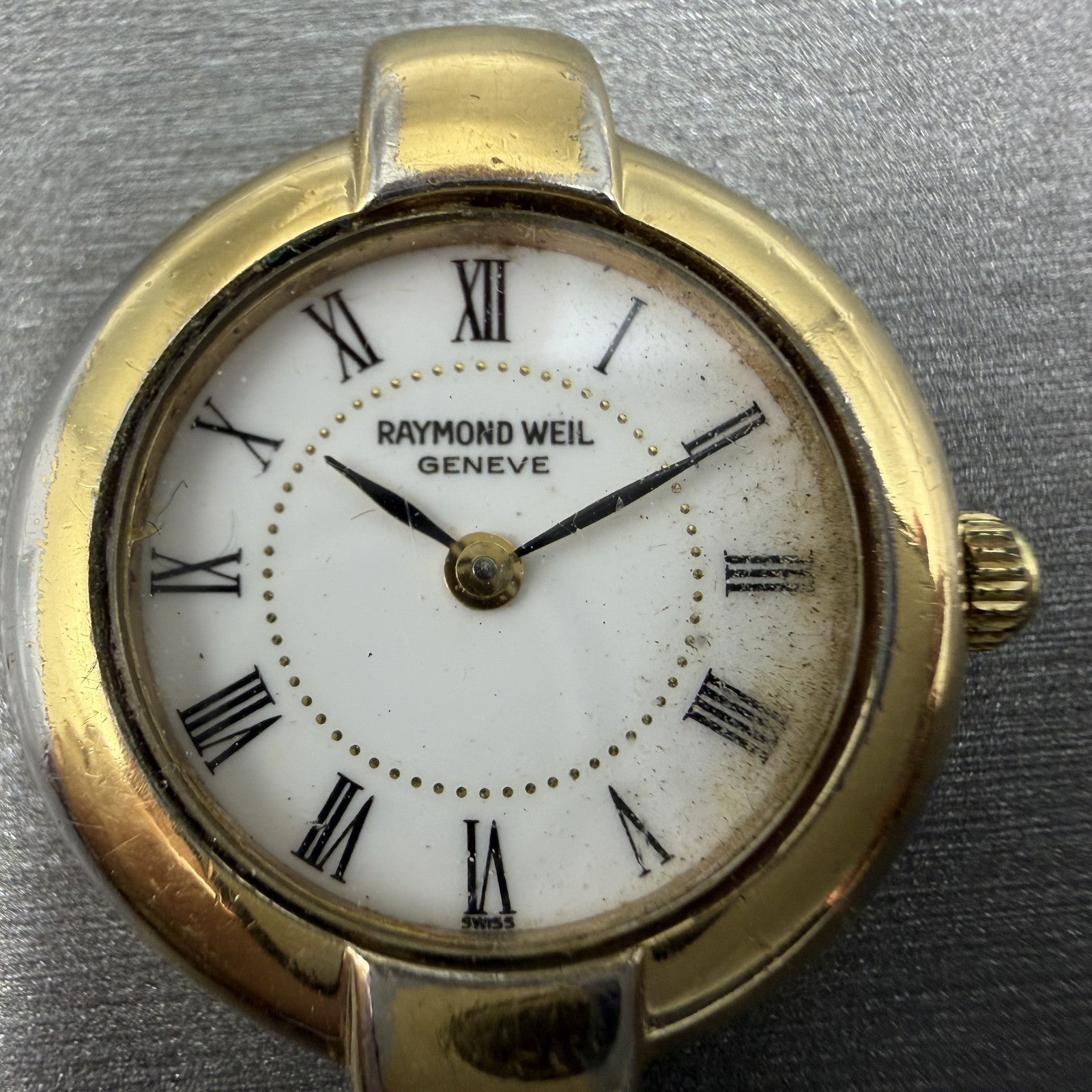 Raymond Weil Watch Women 23mm White Dial Gold Plated Round 5839 New Battery1