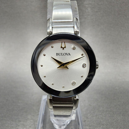 Bulova Marc Anthony Watch Women 26mm White Dial Silver Tone Diamond Accents B123