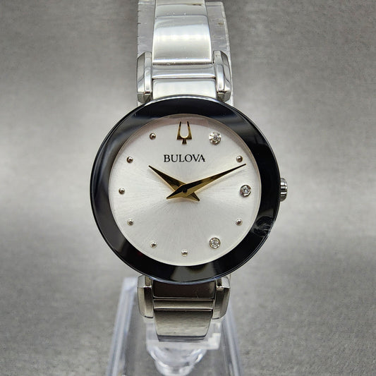 Bulova Marc Anthony Watch Women 26mm White Dial Silver Tone Diamond Accents B123