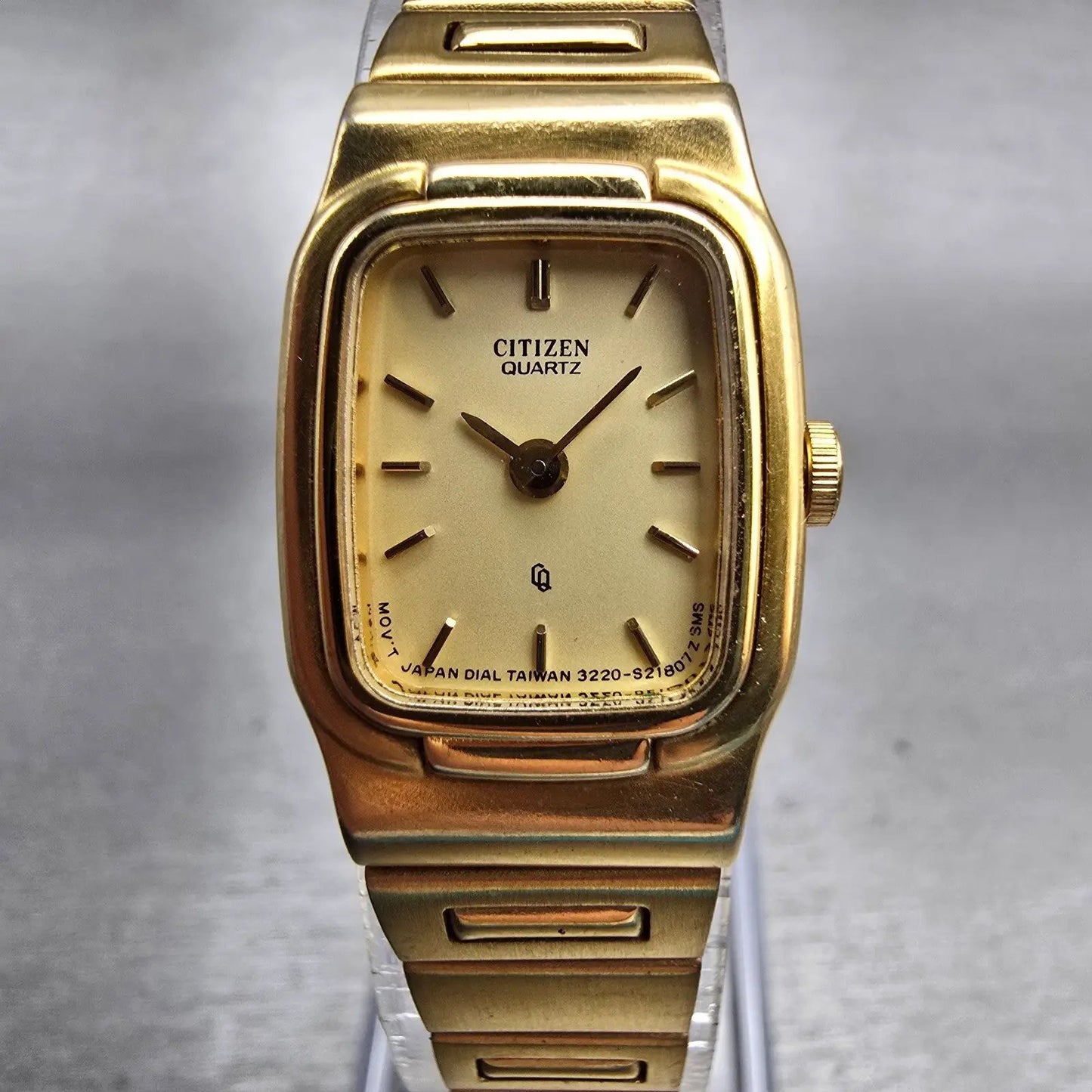 Citizen CQ Watch Women 17mm Champagne Dial Gold Tone 3220-S60228 New Battery VTG0