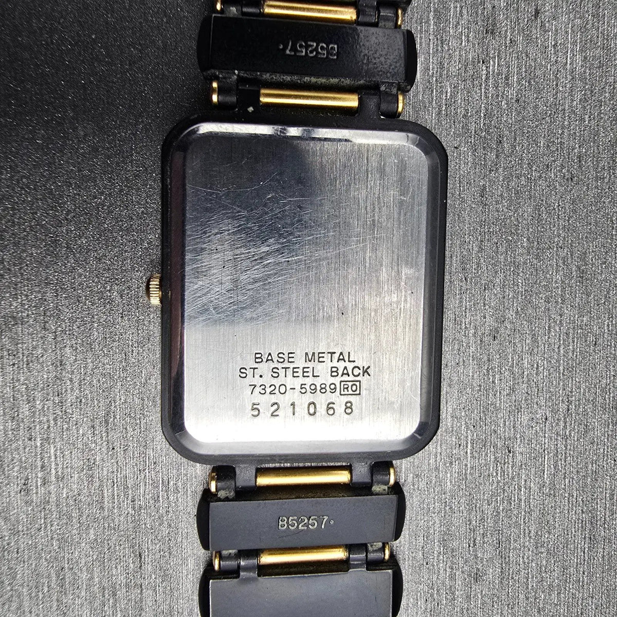 Seiko Tank Watch Men 24mm Black Dial Two Tone Rectangle 7320-5989 New Battery10