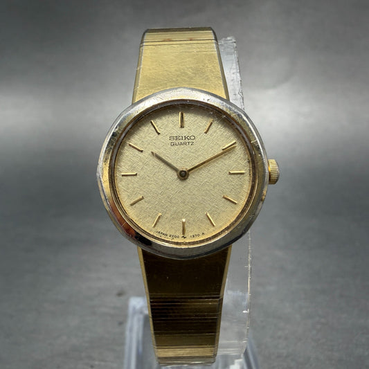 Seiko Watch Women 22mm Champagne Dial Gold Tone Round 2Y00-0200 New Battery0