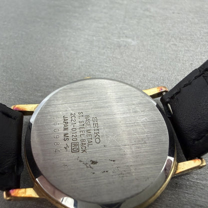 Seiko Watch Men 32mm Champagne Dial Gold Tone Round VTG 2C21-0120 New Battery9