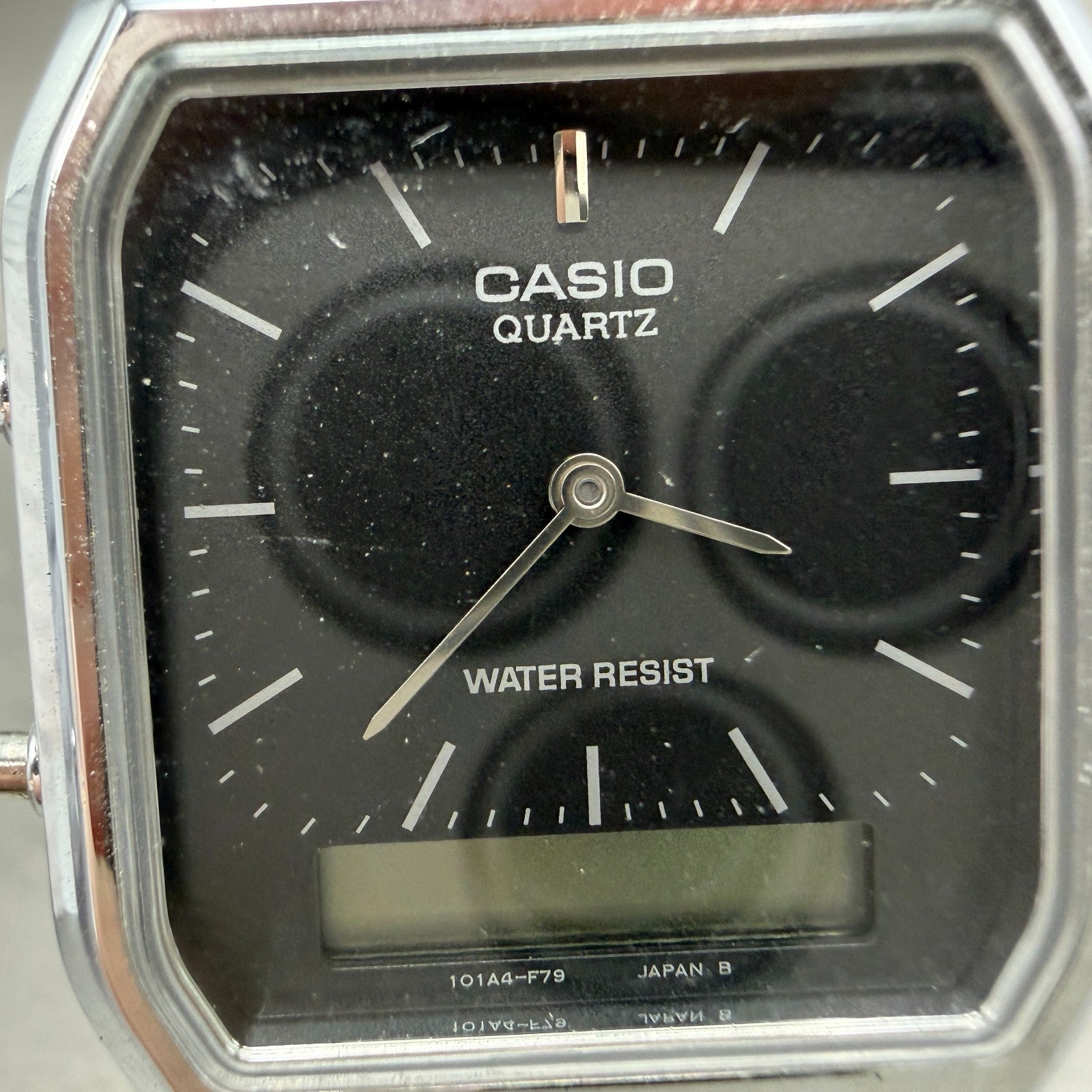 Casio AQ-230 Watch Men 30mm Black Dial Steel Alarm Chrono Analog Digital PARTS2