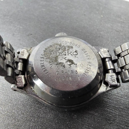 Seiko Automatic Watch Women 22mm White Dial Steel Date 2205-0040 PARTS VTG10