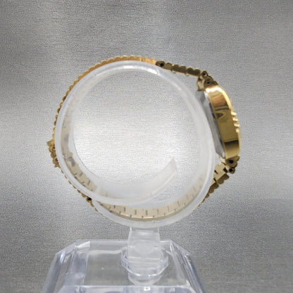 Seiko Tank Watch Women 18mm Black Dial Gold Tone Manual 114750 Runs8