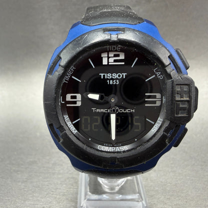 Tissot T-Touch Watch Men 47mm Black Blue Ana Digi Alarm Chrono New Battery W/Box1