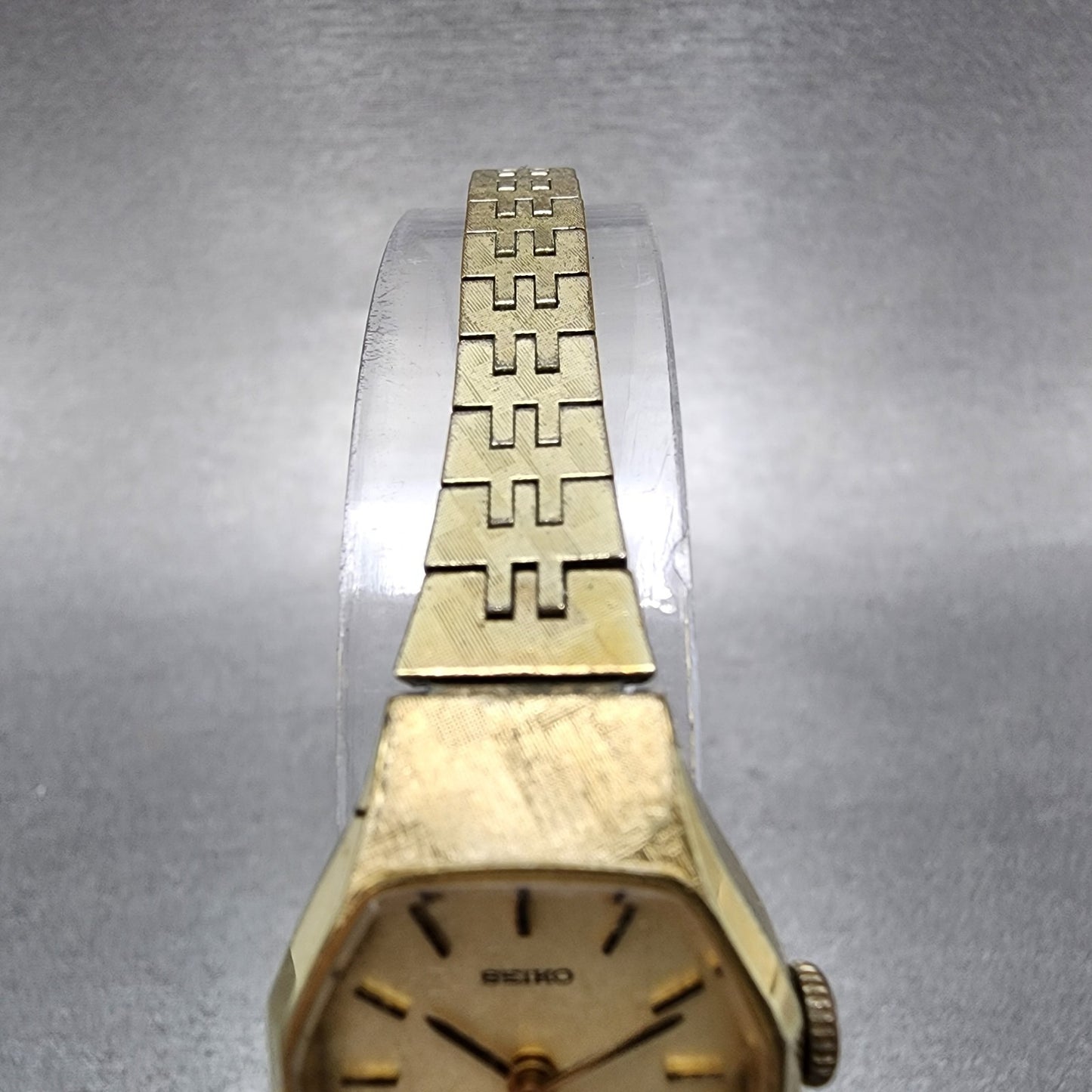 Seiko Watch Women 19mm Champagne Dial Gold Tone Octagon Manual 11043390 Runs4