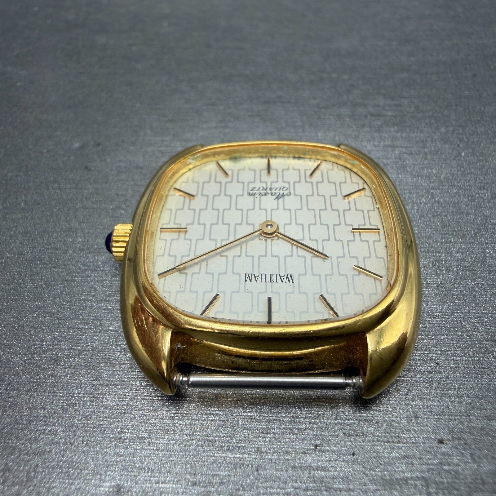 Waltham Maxim Watch Men 32mm Silver Dial Gold Plated Rectangle 2101020 PARTS5