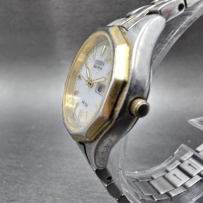 Citizen Eco-Drive Watch Women 26mm White Dial Two Tone Daydate E001-S053480 RunR3