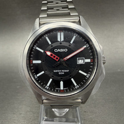 Casio MTP-E700 Watch Men 39mm Black Dial  Silver Tone Metal Date Bracelet Round0