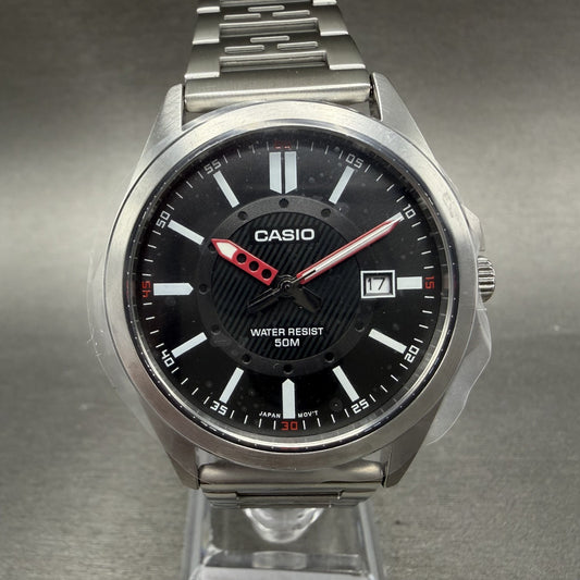Casio MTP-E700 Watch Men 39mm Black Dial  Silver Tone Metal Date Bracelet Round0