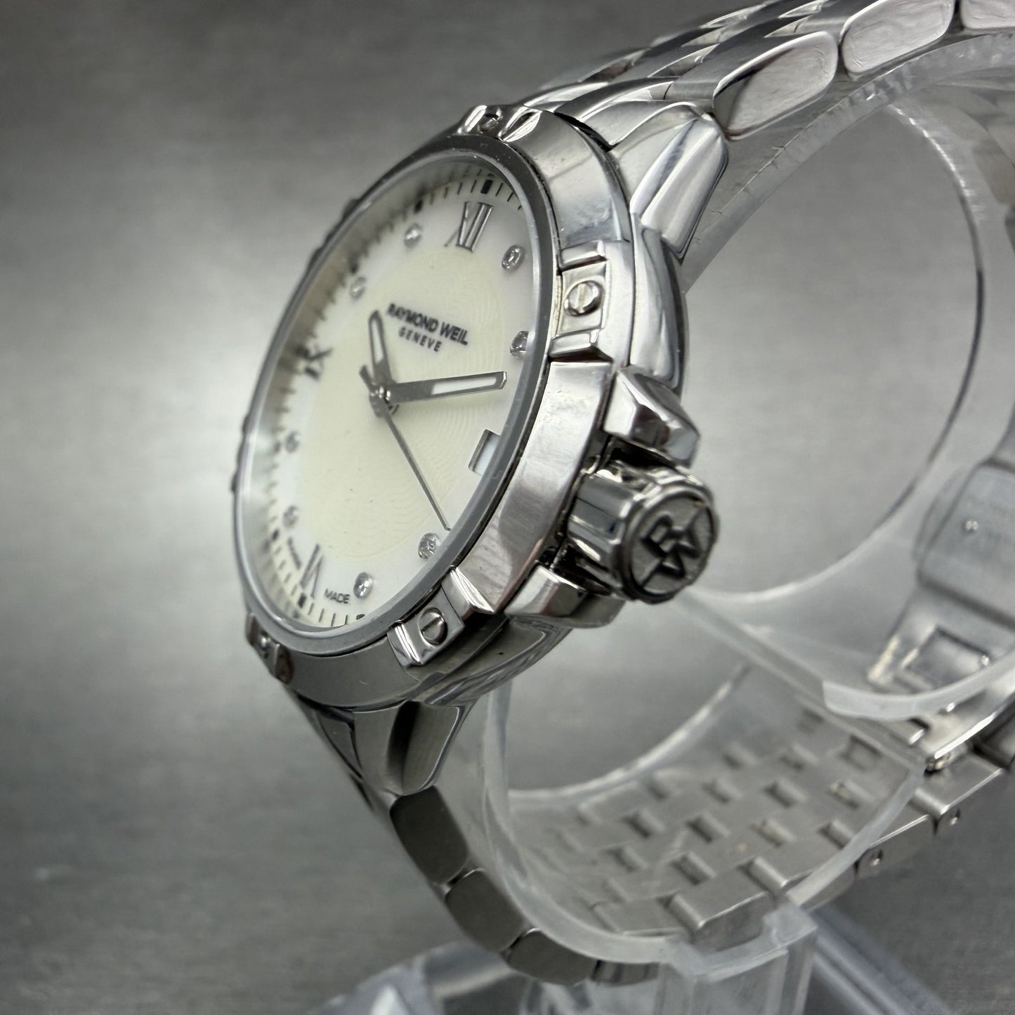 Raymond Weil Tango Watch Women 30mm MOP Dial Steel Diamonds 5960 New Battery2