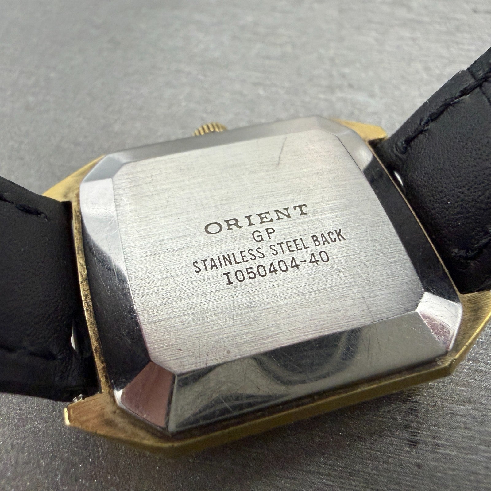Orient Tank Watch Men 27mm Champagne Dial Gold Tone Octagon New Battery Vintage9