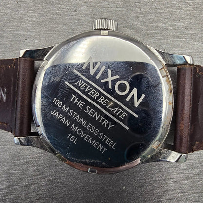Nixon The Sentry Watch Men 42mm Blue Dial Silver Tone Daydate Round New Battery10