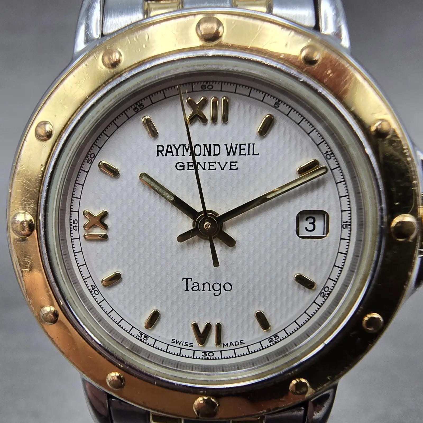 Raymond Weil Tango Watch Women 28mm White Dial Two Tone Date Round 5360 New BatJ1