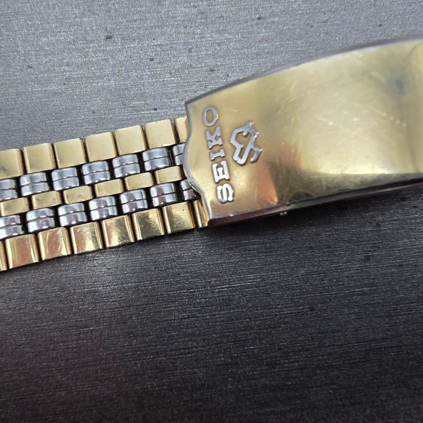 Seiko SQ Bracelet 19mm Stainless Steel Two Tone Tri Folding Clasp READ!!!! Z-0672