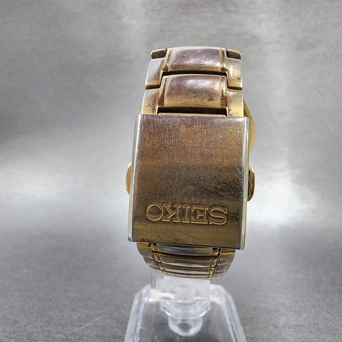 Seiko Chronograph Watch Men 39mm Champagne Dial Gold Tone Date New Battery7