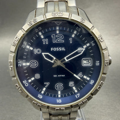 Fossil Dive Watch Men 40mm Blue Dial Steel Date Round AM-4276 New Battery0